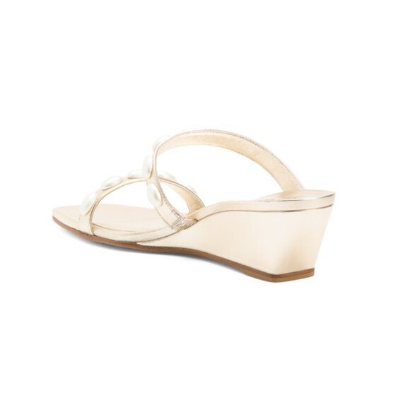 STUART WEITZMAN Spain Leather Pearlita 50 Slide On Wedge Sandals - Picture 2 of 2